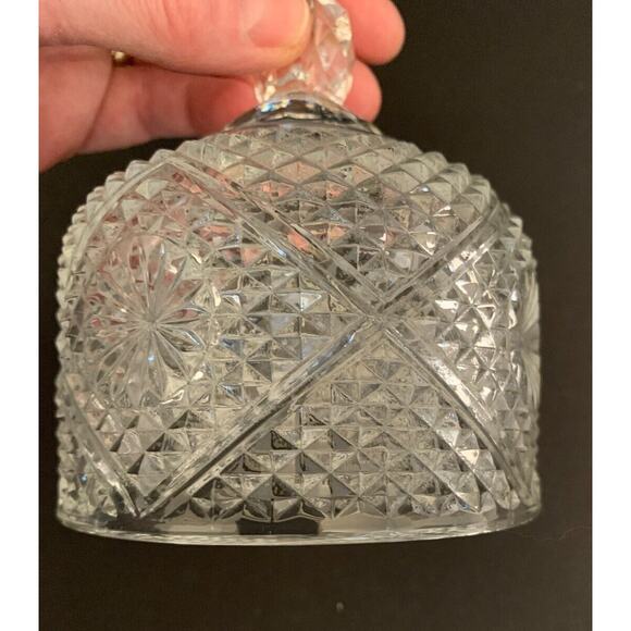 Vintage Heavy Pressed Glass Butter Cover Lid Dome 3 3/4"d x 4 3/4"h - Picture 8 of 9